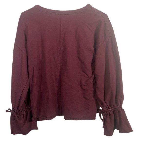𝅺ZARA Trafuluc women's burgundy cropped sweatshirt top size Medium long sleeve - Picture 4 of 9